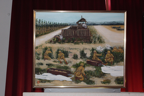空挺館に展示されているバレンバン降下作戦の絵画