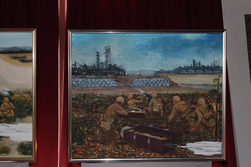 空挺館に展示されているバレンバン降下作戦の絵画