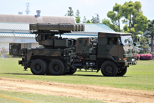 陸上自衛隊下志津駐屯地創設63周年記念行事「つつじ祭り」式典での高射学校のアトラクション・11式短距離地対空誘導弾搭載車両。