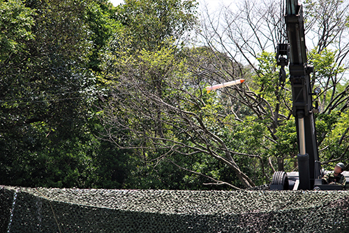 陸上自衛隊下志津駐屯地創設63周年記念行事「つつじ祭り」式典での高射学校のアトラクション・模擬の対空ミサイル。