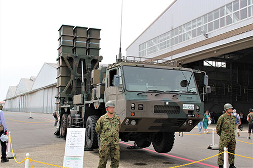 航空学校霞ヶ浦校展示の03式中距離地対空誘導弾発射装置